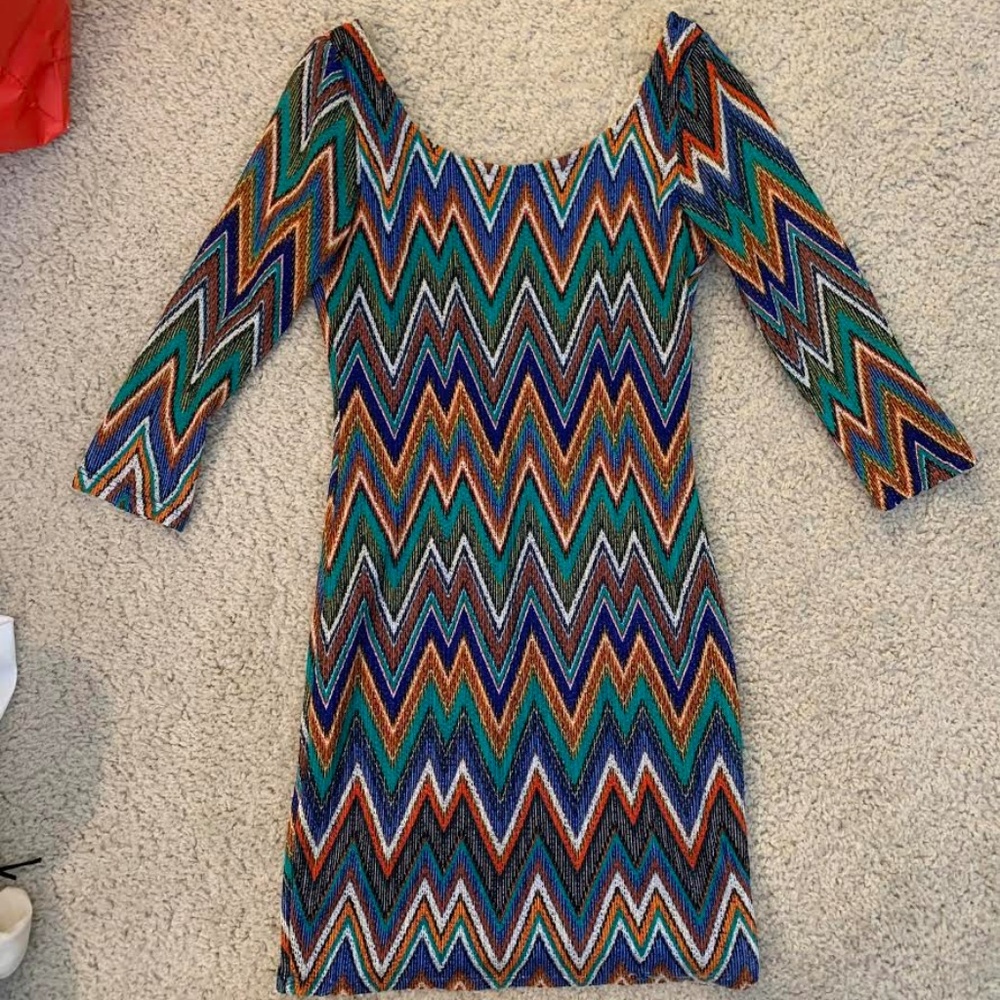 Size Small Blue Chevron Dress